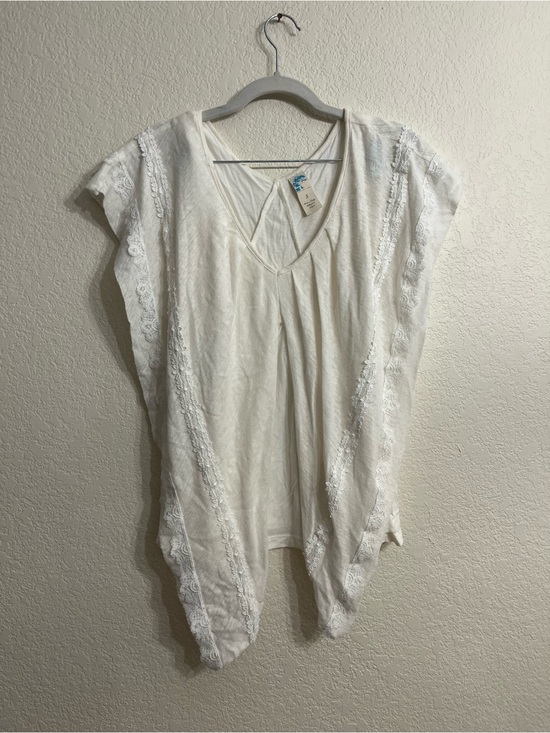 Anthropologie Tops - Anthropologie Cream Lace-Trim cottagecore/ fairy/ beach linen Tunic
